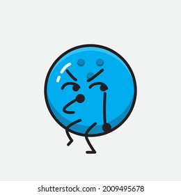 Vector Illustration of Bowling Ball Character with cute face and simple body line drawing on Isolated Background.