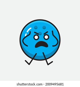 Vector Illustration of Bowling Ball Character with cute face and simple body line drawing on Isolated Background.