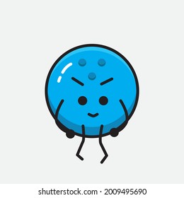 Vector Illustration of Bowling Ball Character with cute face and simple body line drawing on Isolated Background.
