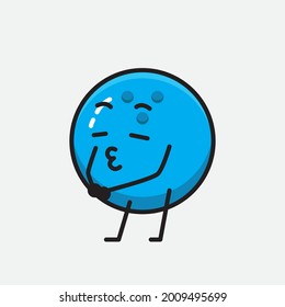 Vector Illustration of Bowling Ball Character with cute face and simple body line drawing on Isolated Background.