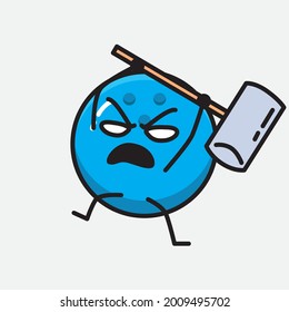 Vector Illustration of Bowling Ball Character with cute face and simple body line drawing on Isolated Background.