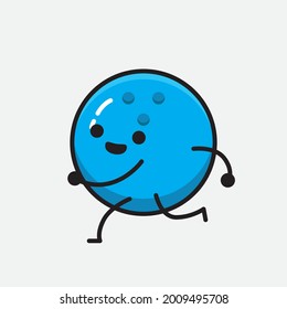Vector Illustration of Bowling Ball Character with cute face and simple body line drawing on Isolated Background.