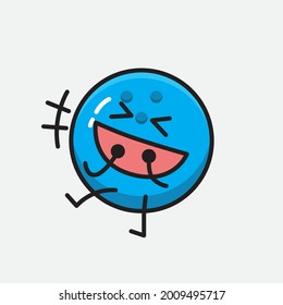 Vector Illustration of Bowling Ball Character with cute face and simple body line drawing on Isolated Background.