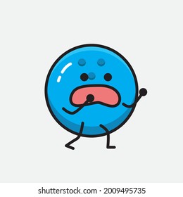 Vector Illustration of Bowling Ball Character with cute face and simple body line drawing on Isolated Background.