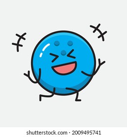 Vector Illustration of Bowling Ball Character with cute face and simple body line drawing on Isolated Background.