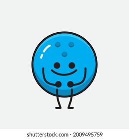 Vector Illustration of Bowling Ball Character with cute face and simple body line drawing on Isolated Background.