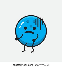 Vector Illustration of Bowling Ball Character with cute face and simple body line drawing on Isolated Background.