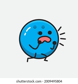 Vector Illustration of Bowling Ball Character with cute face and simple body line drawing on Isolated Background.