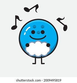 Vector Illustration of Bowling Ball Character with cute face and simple body line drawing on Isolated Background.