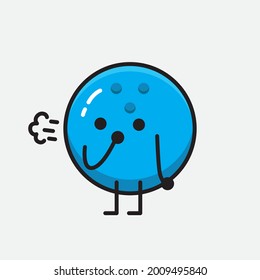 Vector Illustration of Bowling Ball Character with cute face and simple body line drawing on Isolated Background.