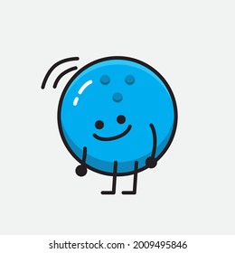 Vector Illustration of Bowling Ball Character with cute face and simple body line drawing on Isolated Background.