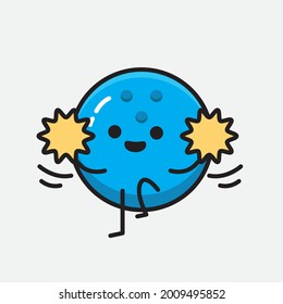 Vector Illustration of Bowling Ball Character with cute face and simple body line drawing on Isolated Background.