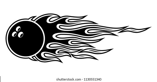 Vector illustration of bowling ball with hotrod flame shape. Ideal for printable sticker decal sport logo design and any decoration.