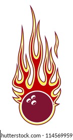 Vector illustration of bowling ball with hotrod flame shape. Ideal for printable sticker decal sport logo design and any decoration.