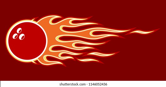Vector illustration of bowling ball with hotrod flame shape. Ideal for printable sticker decal sport logo design and any decoration.
