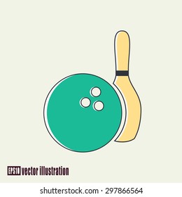 Vector illustration of bowling ball and pin