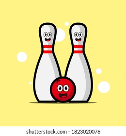 vector illustration of a bowling ball and pins