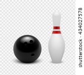 Vector illustration bowling ball and skittles. Isolated on a transparent background. EPS 10