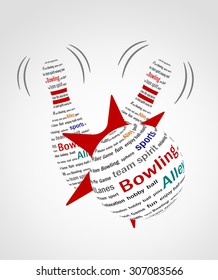 Vector illustration of a bowling icon made with text.