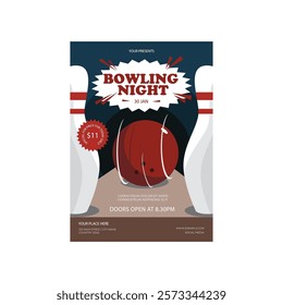 Vector illustration of bowling night flyer poster template design