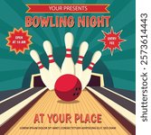 Vector illustration of Bowling night poster template design