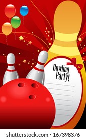 A Vector Illustration Of Bowling Party Invitation Template