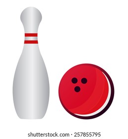 Vector illustration of bowling pins and bowling ball.