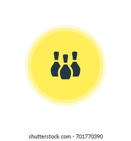 Vector Illustration Of Bowling Pins Icon. Beautiful Travel Element Also Can Be Used As Skittles Element.