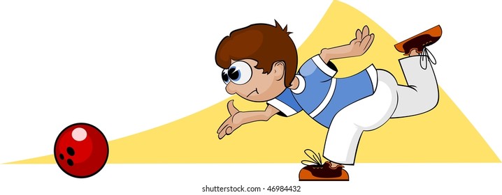 Vector illustration: bowling player performs his strike.