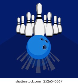 Vector illustration of a bowling set with a ball and skittles