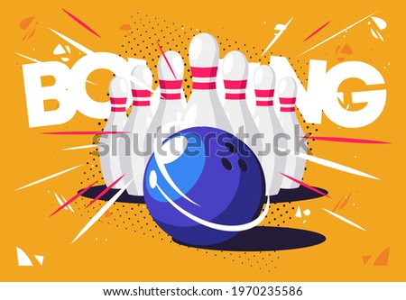 Vector illustration of a bowling set with a ball and skittles