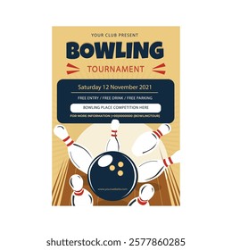 Vector illustration of Bowling tournament flyer poster template design