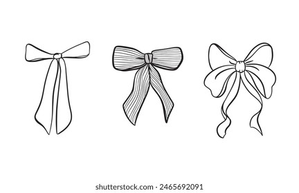 Ilustración vectorial de arcos en estilo de moda para invitaciones a boda, fiesta, pelo, postal. Estilo lineal, dibujos animados, garabato