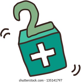 Vector illustration of a box with 2 sign
