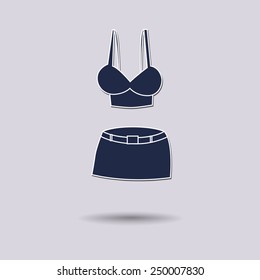 Vector illustration of  box bikini color background.