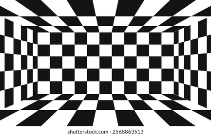 Vector Illustration box. Black and White Rectangles Expanding from the Center. Optical Illusion of Perspective. Suitable for Web Design.