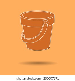 Vector illustration of  box bucket color background.