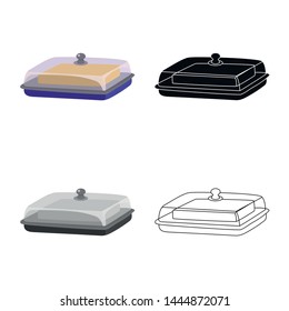 Vector illustration of box and butter sign. Collection of box and container stock vector illustration.