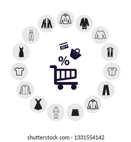 vector illustration of box with circles and clothes for products delivery or charity collecting