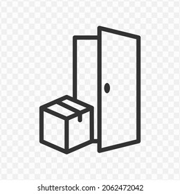 Vektorgrafik von Schachtel zu Tür Symbol auf dunklem und transparentem Hintergrund (png).
