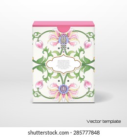 Vector illustration. Box with frame for your text. Lotus flowers and leaves are painted by watercolor. Imitation of chinese porcelain painting.