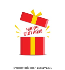 vector illustration of a box gift happy birthday gift, an open gift with a surprise