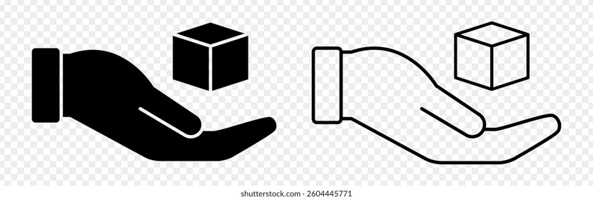 Vector illustration of Box in Hand icon set isolated on transparent background