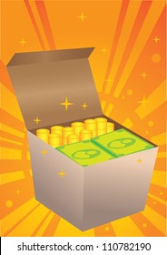 Vector illustration of a box of money.