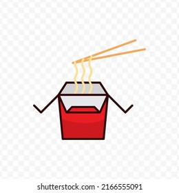 Vector illustration of box noodles icon sign and symbol. colored icons for website design .Simple design on transparent background (PNG).