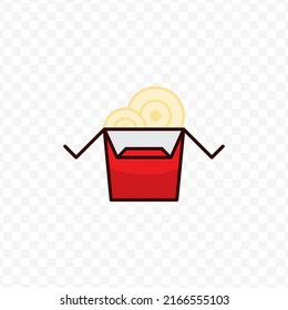 Vector illustration of box noodles icon sign and symbol. colored icons for website design .Simple design on transparent background (PNG).