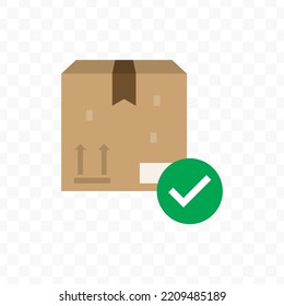 Vector illustration of box package approval icon sign and symbol. colored icons for website design .Simple design on transparent background (PNG).