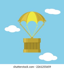 ilustración vectorial de una caja con paracaídas.