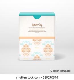 Vector illustration. Box with place for your text. Autumn pattern. Tree in the rain. Decorative leaves, birds and soil. Textured backdrop.