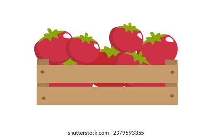 Vector illustration box with potatoes isolate on white , harvesting autumn and summer vitamins, season vegetable ,healthy and tasty food, bio and eco. Illustration for different design uses .